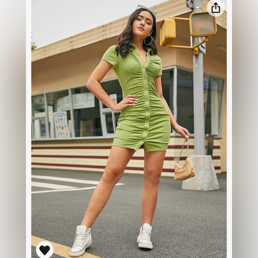 Romwe Ribbed Button Down Mini Dress - Picture 5 of 6